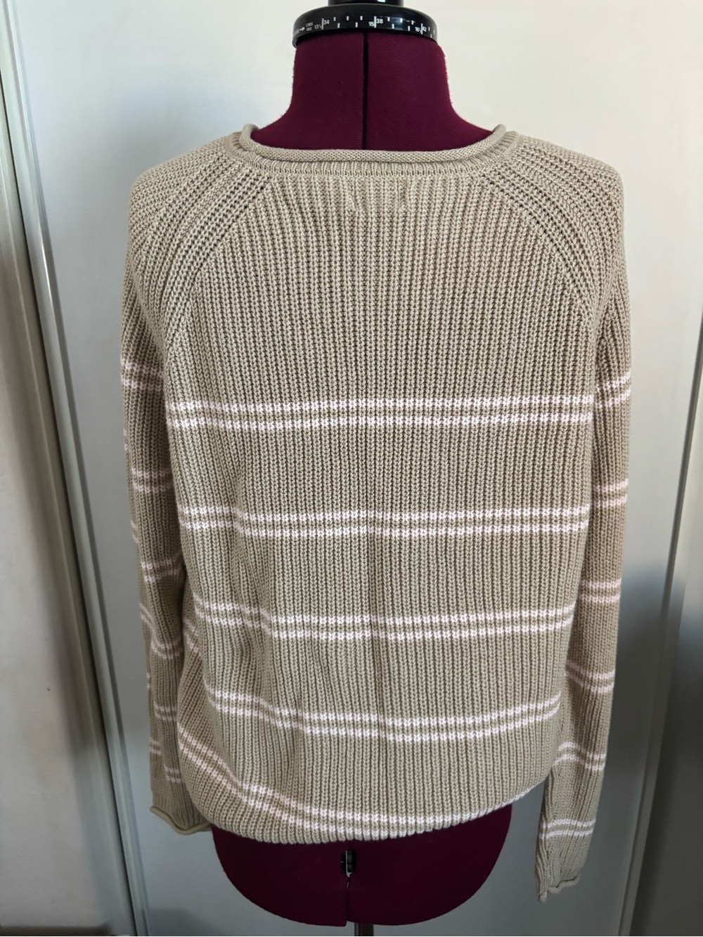 NWT a.new.day Cream Striped Knit Sweater - Women, Size L - Picture 6 of 6
